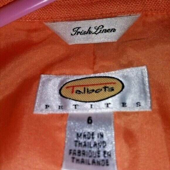 Talbots Womens Jacket Irish Linen FRONT OPEN Peach color 100% Linen SHACKET - Picture 4 of 6